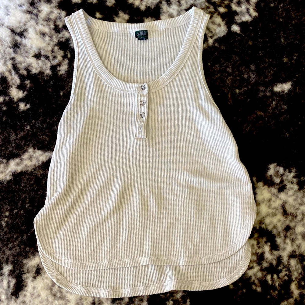 Wild Fable Cream/Gray Waffle Tank-Top